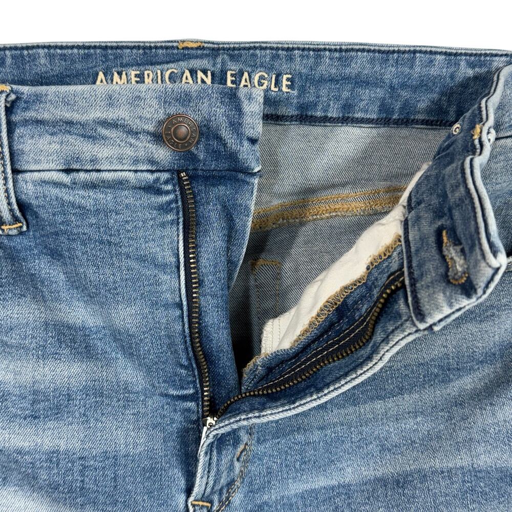 American Eagle SZ 12 SHORT Super Hi-Rise Jeggings Jeans Stretch Zip-Fly Whisker - Picture 3 of 11